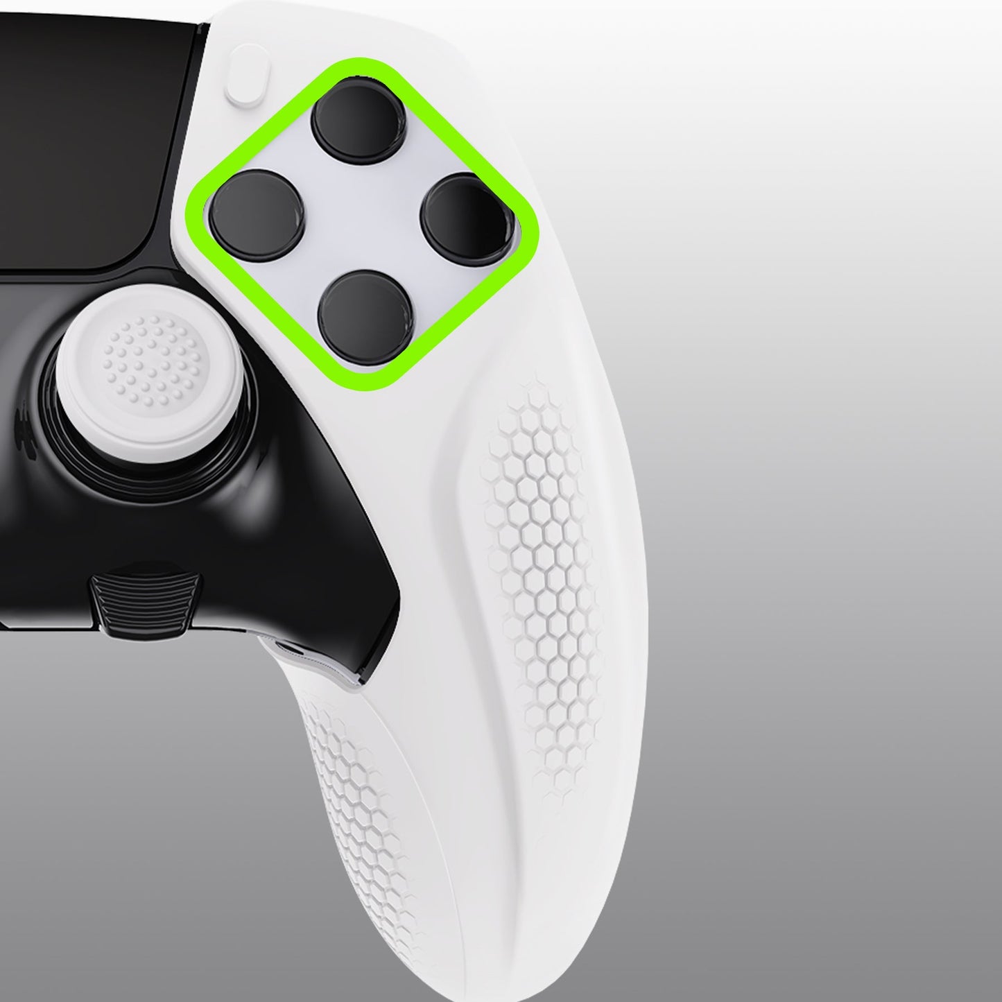 PlayVital Ninja Edition Anti-Slip Half-Covered Silicone Cover Skin with Thumb Grip Caps for PS5 Edge Controller - White - EYPFP002 PlayVital