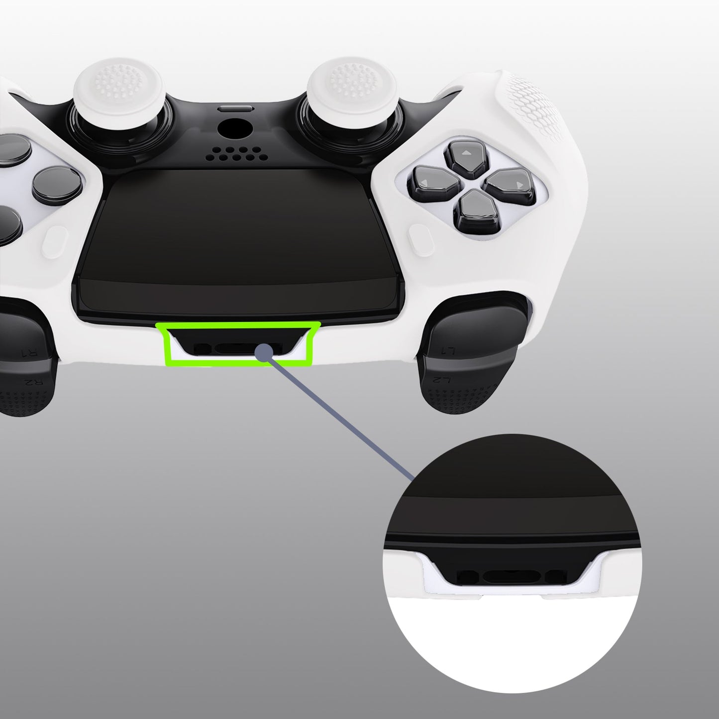 PlayVital Ninja Edition Anti-Slip Half-Covered Silicone Cover Skin with Thumb Grip Caps for PS5 Edge Controller - White - EYPFP002 PlayVital