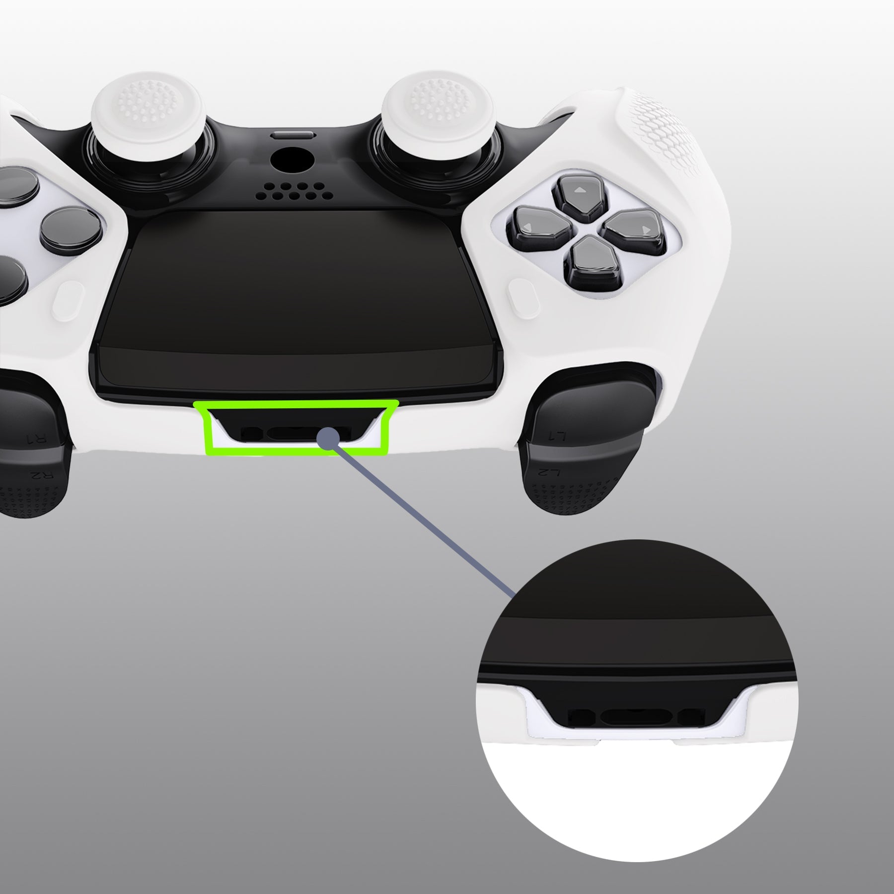 PlayVital Ninja Edition Anti-Slip Half-Covered Silicone Cover Skin with Thumb Grip Caps for PS5 Edge Controller - White - EYPFP002 PlayVital