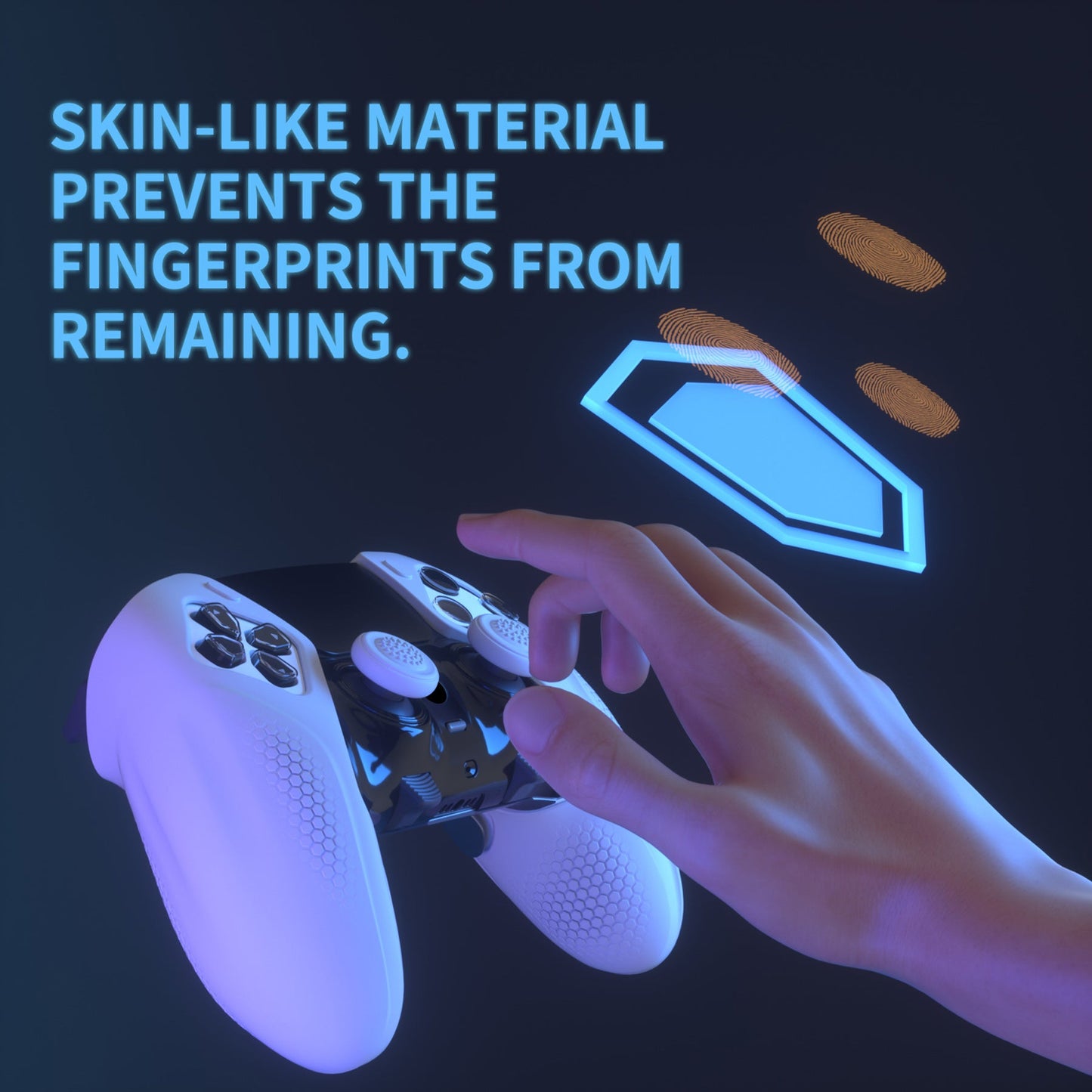 PlayVital Ninja Edition Anti-Slip Half-Covered Silicone Cover Skin with Thumb Grip Caps for PS5 Edge Controller - White - EYPFP002 PlayVital