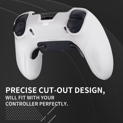 PlayVital Ninja Edition Anti-Slip Half-Covered Silicone Cover Skin with Thumb Grip Caps for PS5 Edge Controller - White - EYPFP002 PlayVital