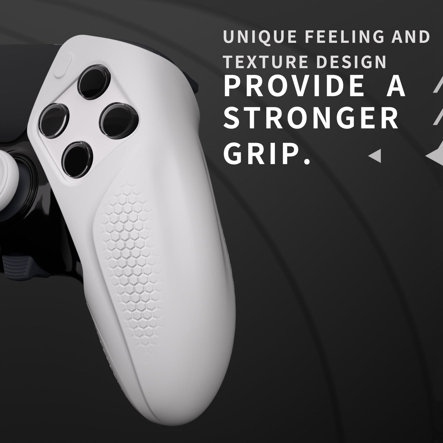 PlayVital Ninja Edition Anti-Slip Half-Covered Silicone Cover Skin with Thumb Grip Caps for PS5 Edge Controller - White - EYPFP002 PlayVital