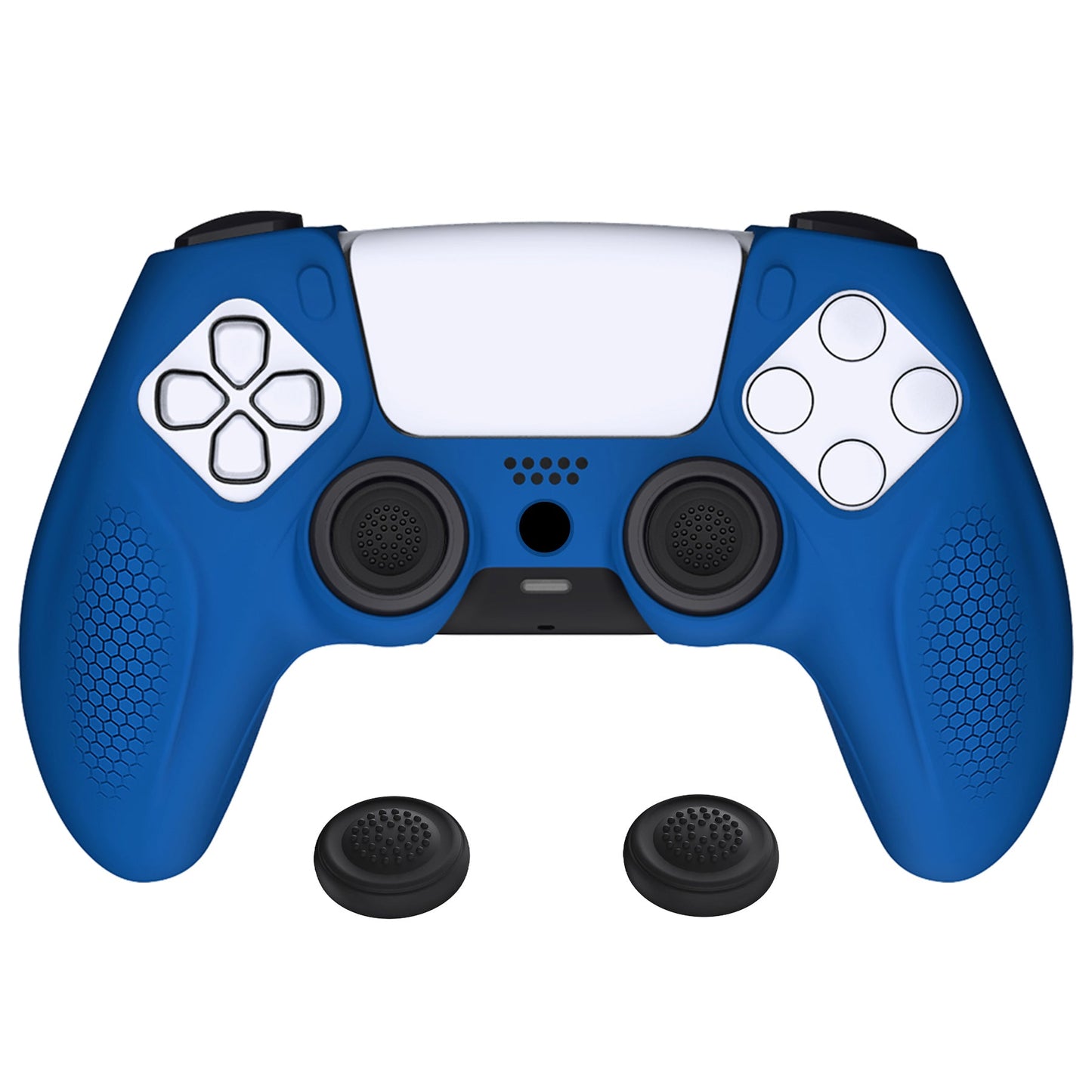 PlayVital Ninja Edition Anti-Slip Silicone Cover Skin with Thumb Grips for PS5 Wireless Controller, Compatible with Charging Station - Blue - MQRPFP005 PlayVital