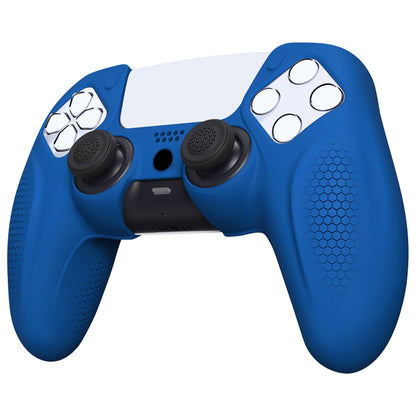 PlayVital Ninja Edition Anti-Slip Silicone Cover Skin with Thumb Grips for PS5 Wireless Controller, Compatible with Charging Station - Blue - MQRPFP005 PlayVital