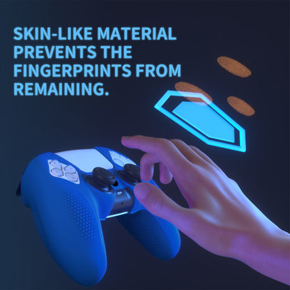 PlayVital Ninja Edition Anti-Slip Silicone Cover Skin with Thumb Grips for PS5 Wireless Controller, Compatible with Charging Station - Blue - MQRPFP005 PlayVital