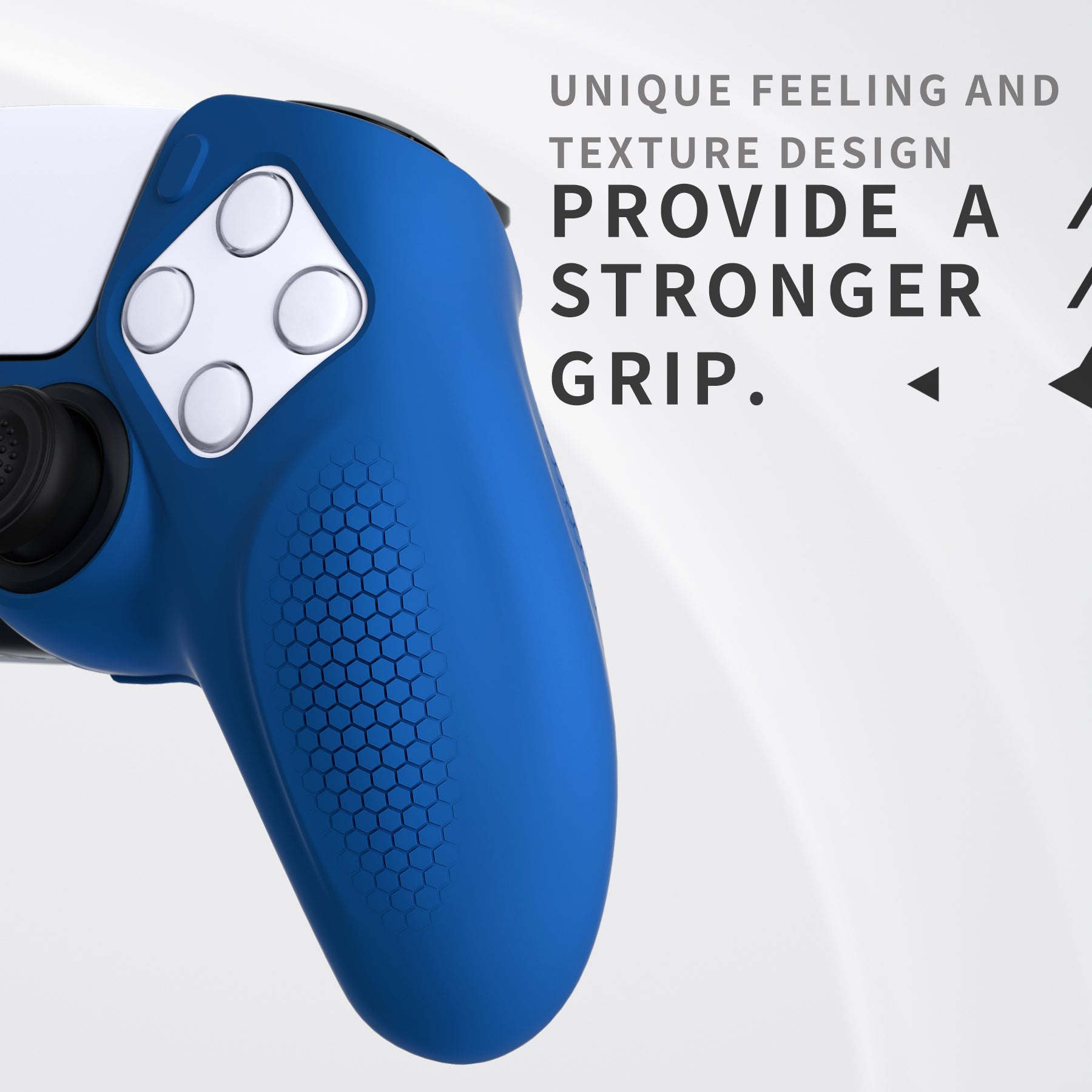 PlayVital Ninja Edition Anti-Slip Silicone Cover Skin with Thumb Grips for PS5 Wireless Controller, Compatible with Charging Station - Blue - MQRPFP005 PlayVital