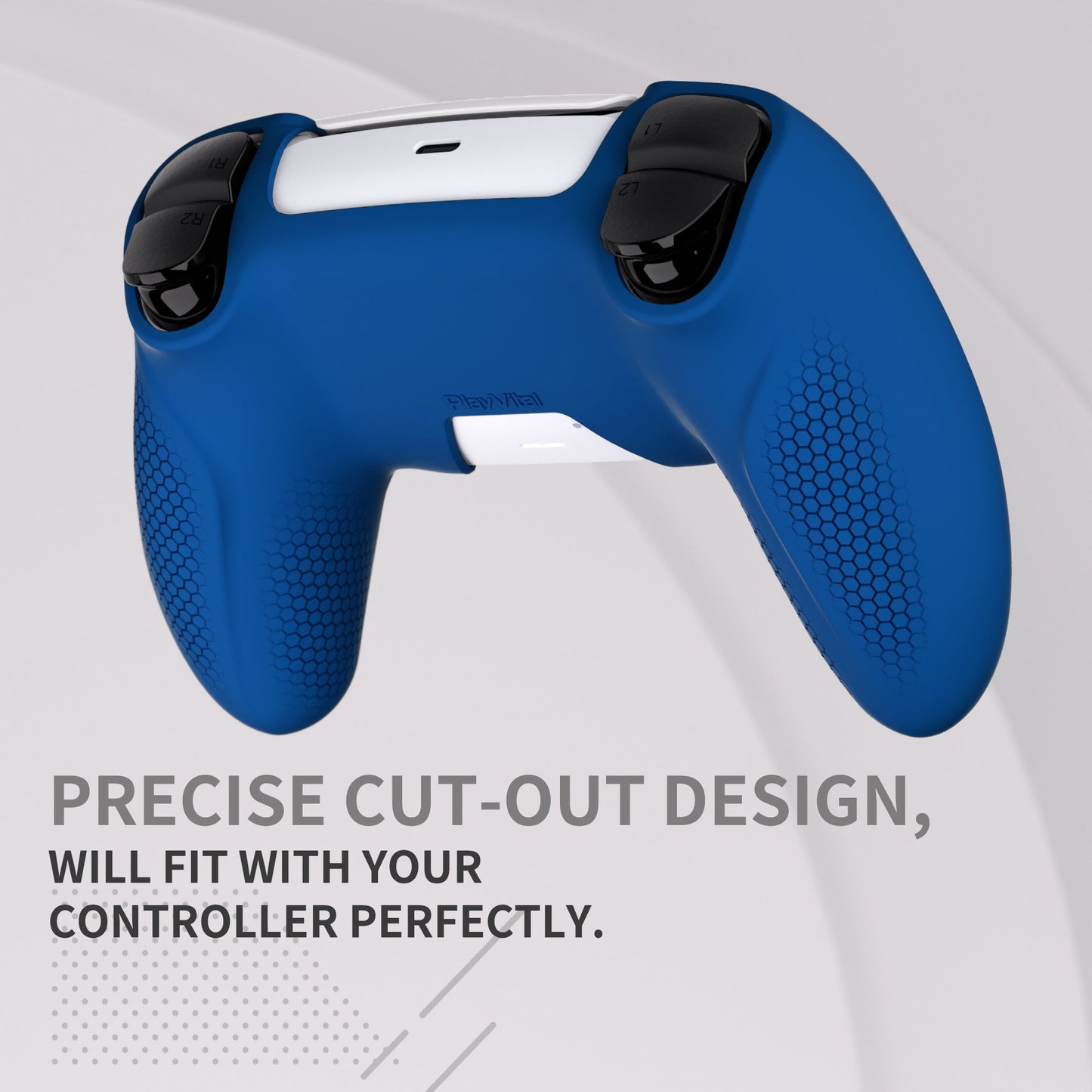 PlayVital Ninja Edition Anti-Slip Silicone Cover Skin with Thumb Grips for PS5 Wireless Controller, Compatible with Charging Station - Blue - MQRPFP005 PlayVital