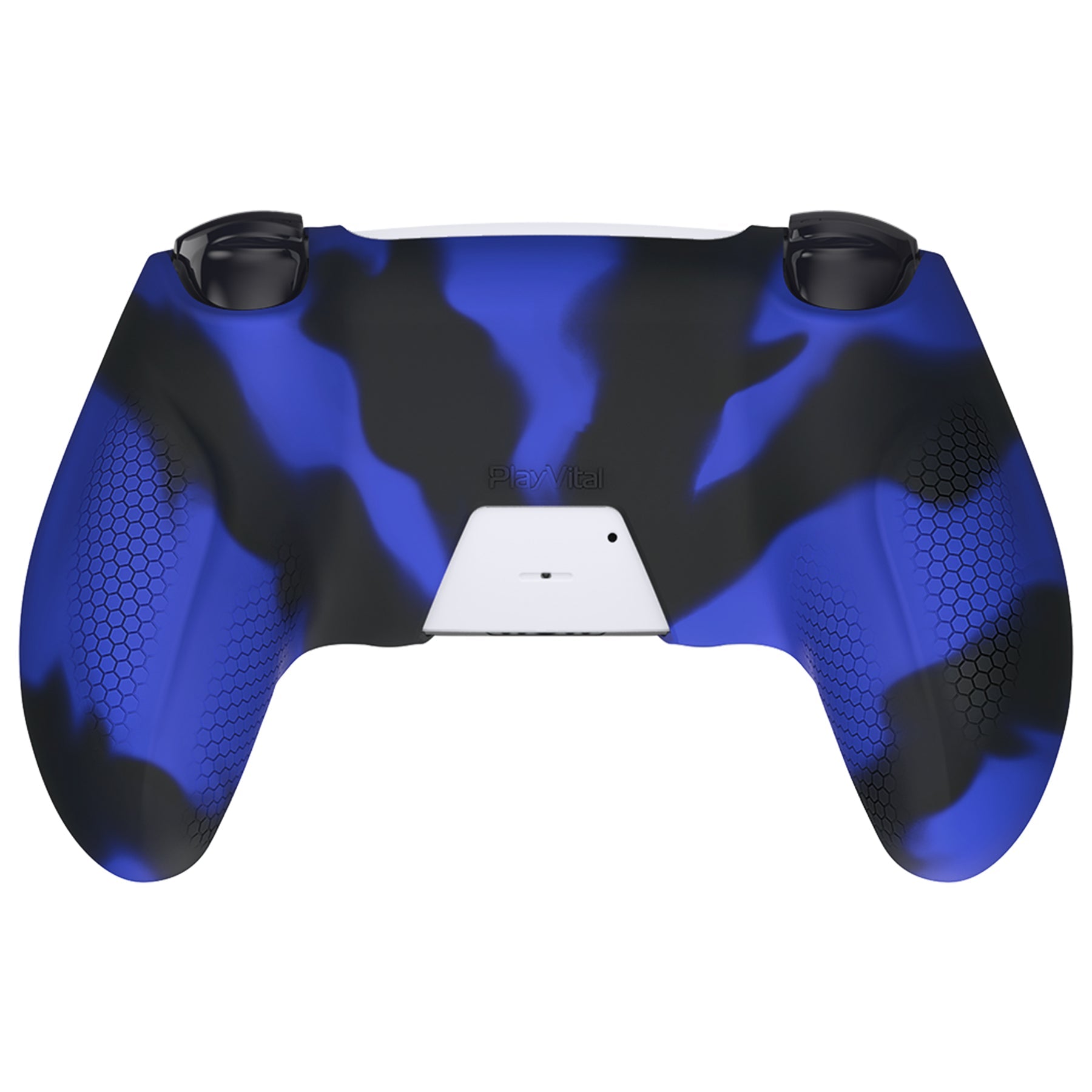 PlayVital Ninja Edition Anti-Slip Silicone Cover Skin with Thumb Grips for PS5 Wireless Controller, Compatible with Charging Station - Blue & Black- MQRPFP008 PlayVital