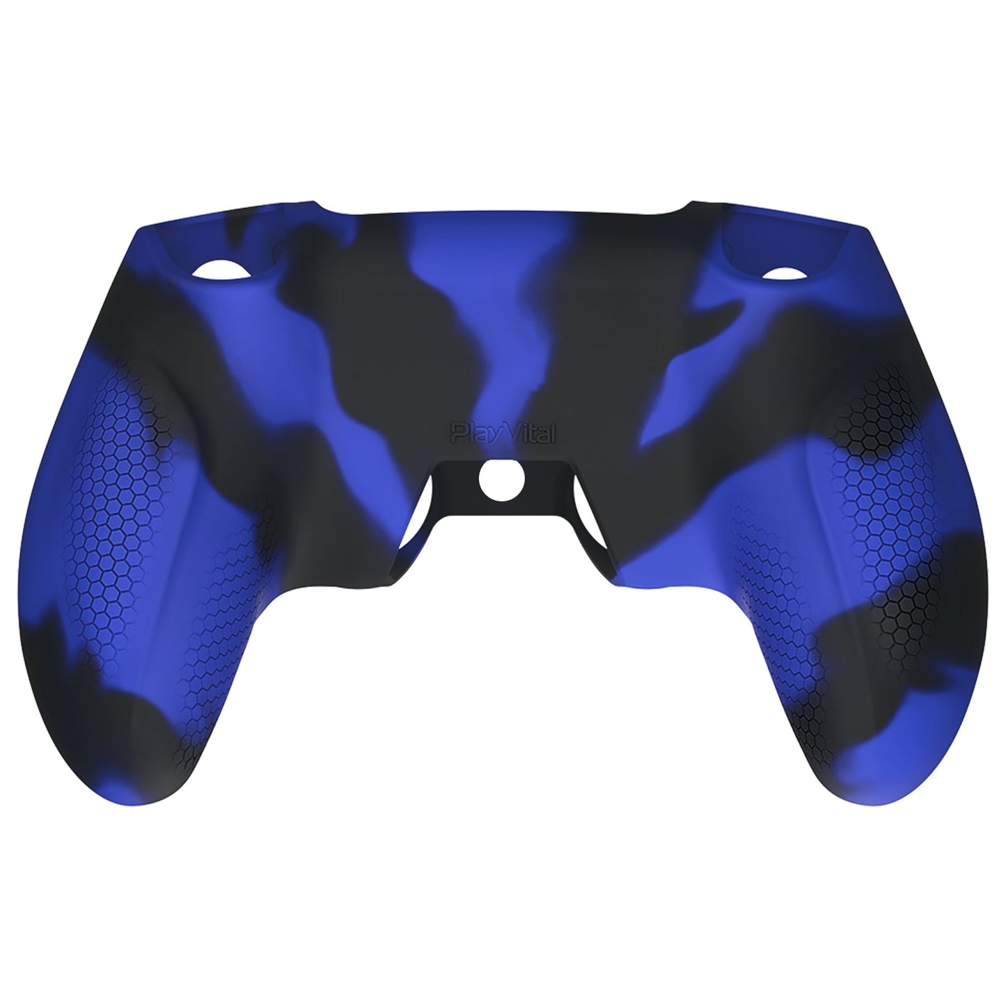 PlayVital Ninja Edition Anti-Slip Silicone Cover Skin with Thumb Grips for PS5 Wireless Controller, Compatible with Charging Station - Blue & Black- MQRPFP008 PlayVital