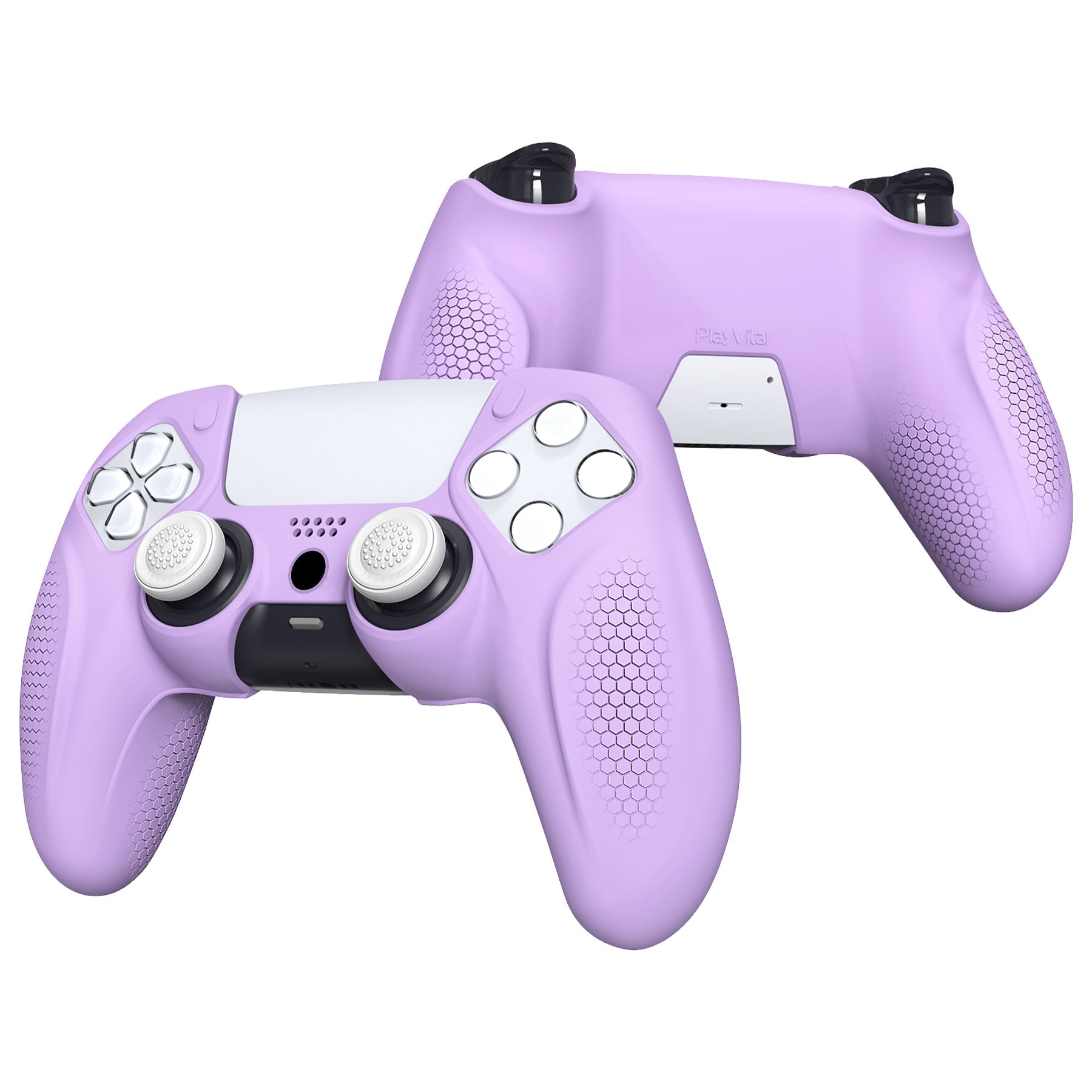 PlayVital Ninja Edition Anti-Slip Silicone Cover Skin with Thumb Grips for PS5 Wireless Controller, Compatible with Charging Station - Mauve Purple - MQRPFP004 PlayVital