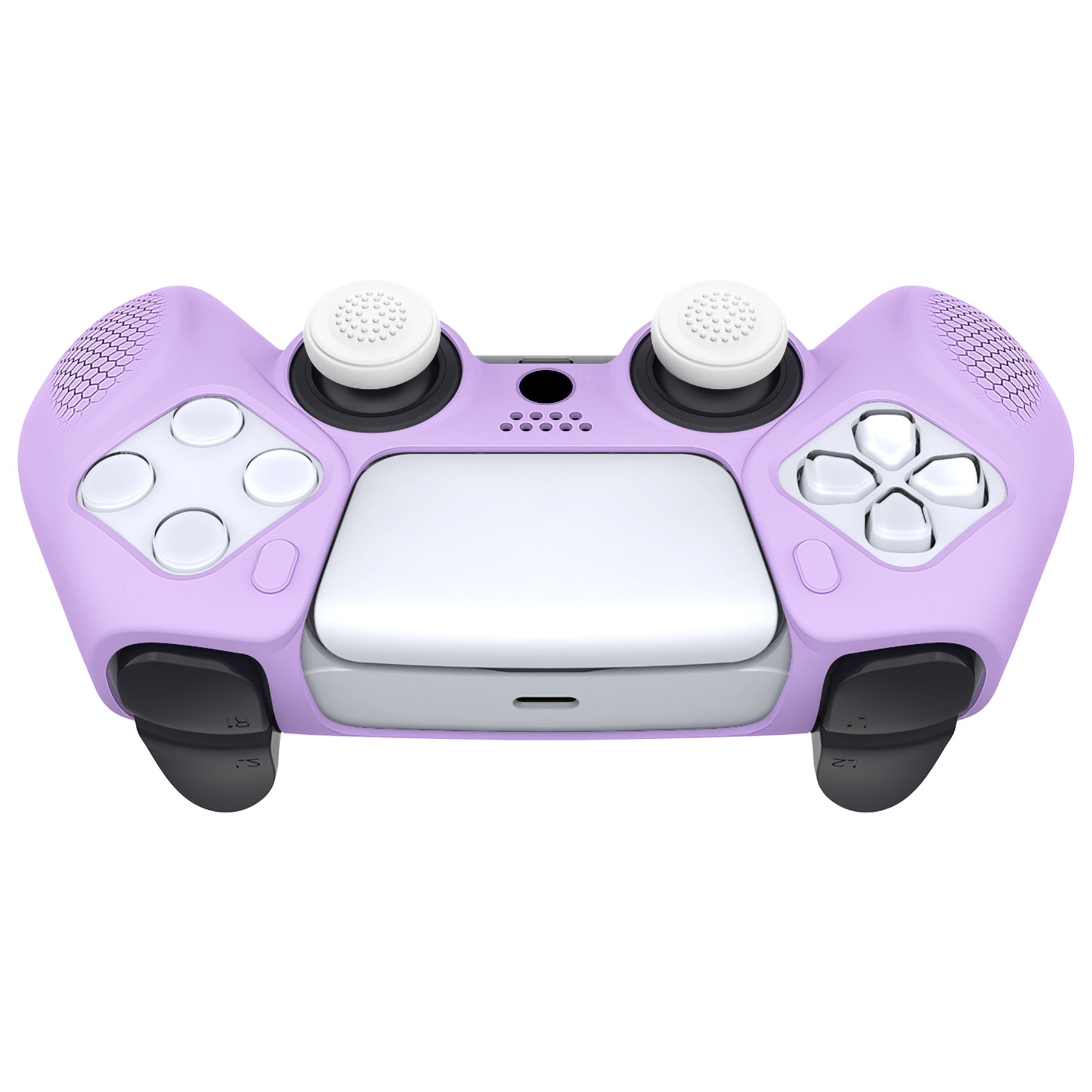 PlayVital Ninja Edition Anti-Slip Silicone Cover Skin with Thumb Grips for PS5 Wireless Controller, Compatible with Charging Station - Mauve Purple - MQRPFP004 PlayVital