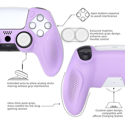 PlayVital Ninja Edition Anti-Slip Silicone Cover Skin with Thumb Grips for PS5 Wireless Controller, Compatible with Charging Station - Mauve Purple - MQRPFP004 PlayVital