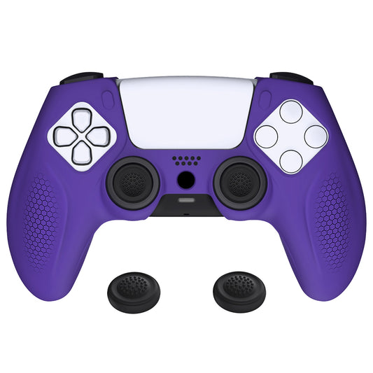 PlayVital Ninja Edition Anti-Slip Silicone Cover Skin with Thumb Grips for PS5 Wireless Controller, Compatible with Charging Station - Purple - MQRPFP003 PlayVital