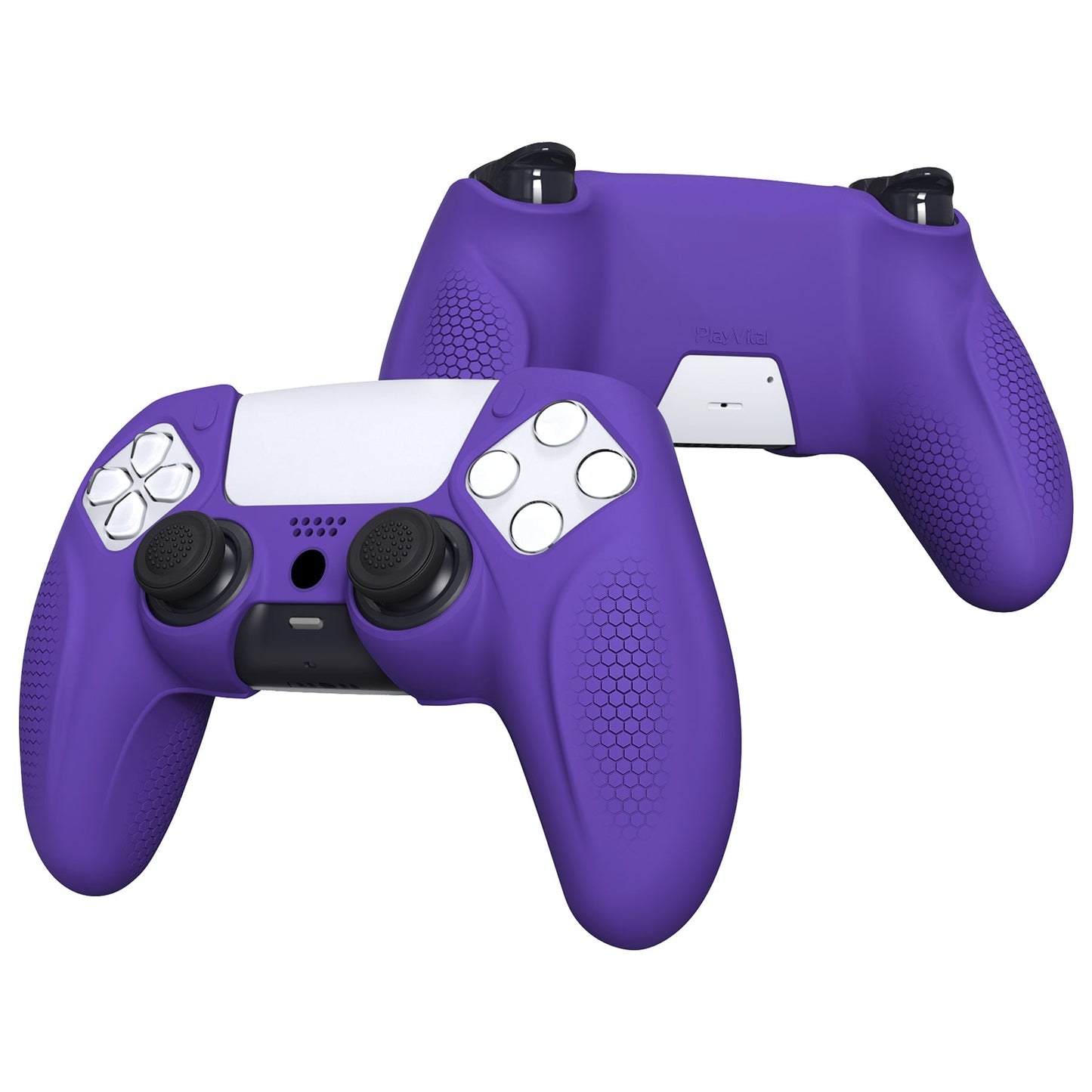 PlayVital Ninja Edition Anti-Slip Silicone Cover Skin with Thumb Grips for PS5 Wireless Controller, Compatible with Charging Station - Purple - MQRPFP003 PlayVital