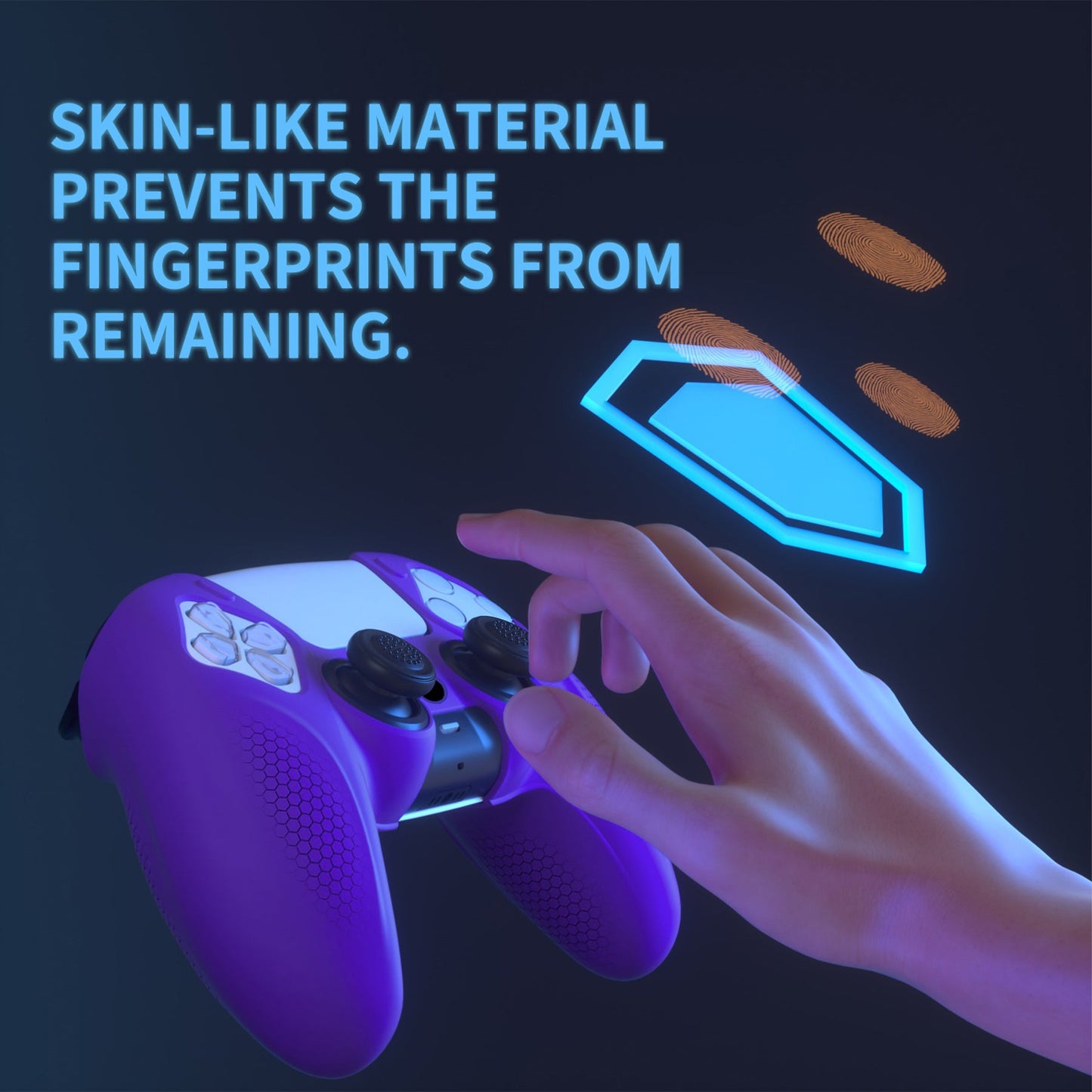 PlayVital Ninja Edition Anti-Slip Silicone Cover Skin with Thumb Grips for PS5 Wireless Controller, Compatible with Charging Station - Purple - MQRPFP003 PlayVital