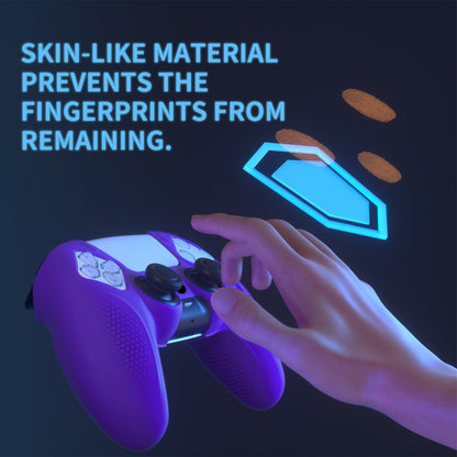 PlayVital Ninja Edition Anti-Slip Silicone Cover Skin with Thumb Grips for PS5 Wireless Controller, Compatible with Charging Station - Purple - MQRPFP003 PlayVital