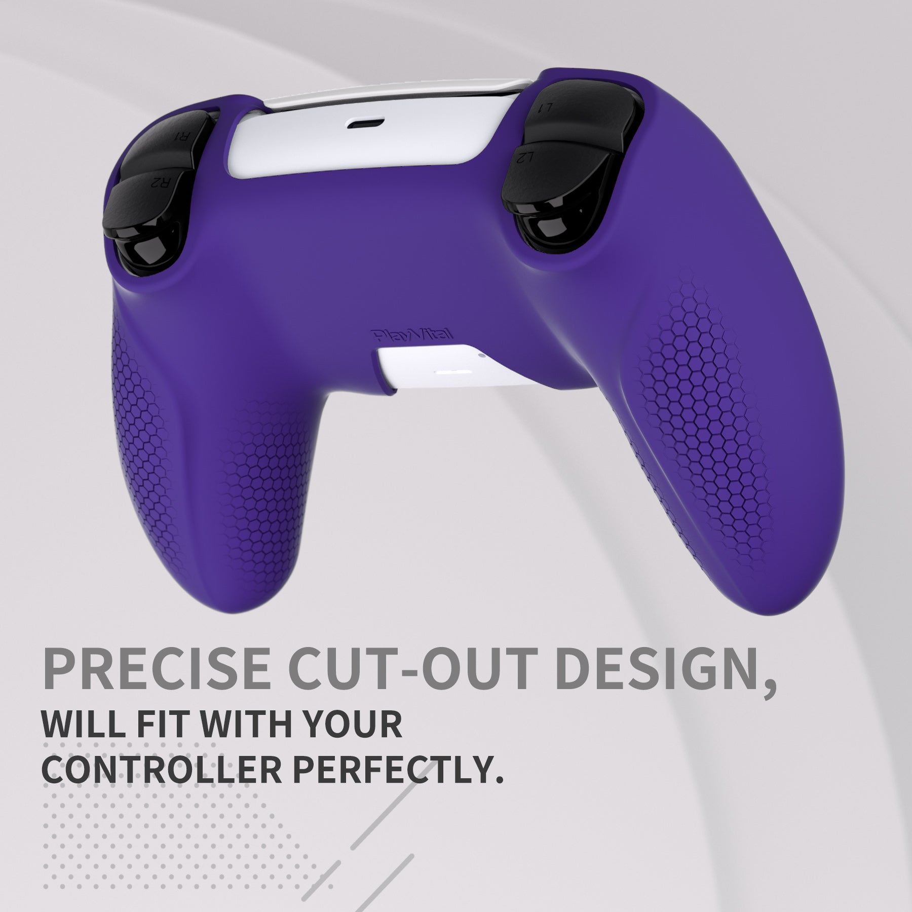 PlayVital Ninja Edition Anti-Slip Silicone Cover Skin with Thumb Grips for PS5 Wireless Controller, Compatible with Charging Station - Purple - MQRPFP003 PlayVital