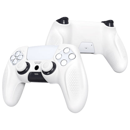 PlayVital Ninja Edition Anti-Slip Silicone Cover Skin with Thumb Grips for PS5 Wireless Controller, Compatible with Charging Station - White - MQRPFP002 PlayVital