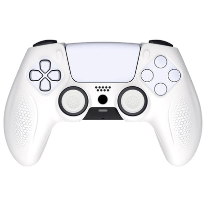 PlayVital Ninja Edition Anti-Slip Silicone Cover Skin with Thumb Grips for PS5 Wireless Controller, Compatible with Charging Station - White - MQRPFP002 PlayVital