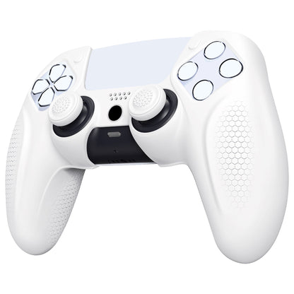 PlayVital Ninja Edition Anti-Slip Silicone Cover Skin with Thumb Grips for PS5 Wireless Controller, Compatible with Charging Station - White - MQRPFP002 PlayVital