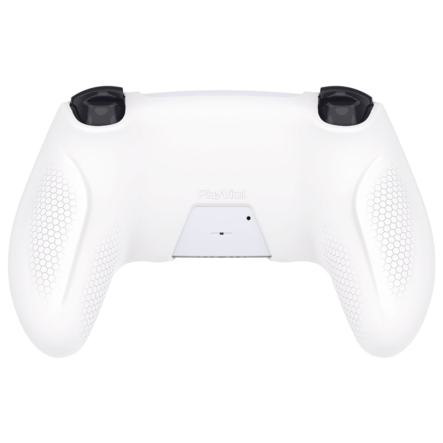 PlayVital Ninja Edition Anti-Slip Silicone Cover Skin with Thumb Grips for PS5 Wireless Controller, Compatible with Charging Station - White - MQRPFP002 PlayVital