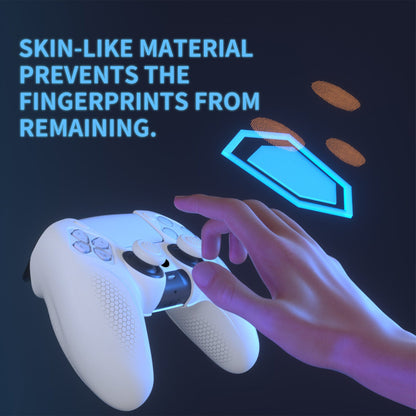 PlayVital Ninja Edition Anti-Slip Silicone Cover Skin with Thumb Grips for PS5 Wireless Controller, Compatible with Charging Station - White - MQRPFP002 PlayVital