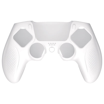 PlayVital Ninja Edition Anti-Slip Silicone Cover Skin with Thumb Grips for PS5 Wireless Controller, Compatible with Charging Station - White - MQRPFP002 PlayVital