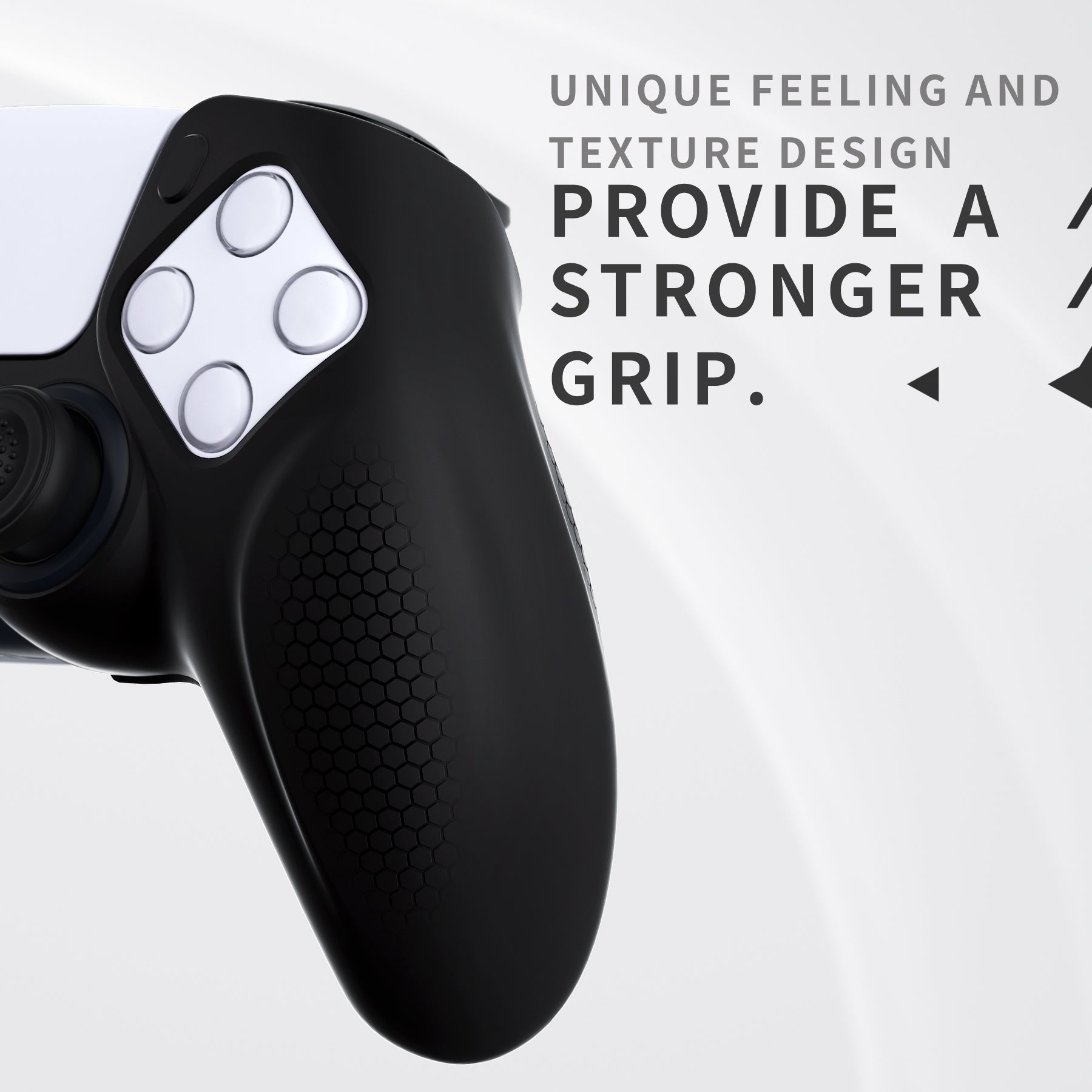 PlayVital Ninja Edition Anti-Slip Silicone Cover Skin with Thumb Grips for PS5 Wireless Controller, Compatible with Charging Station - Black - MQRPFP001 PlayVital