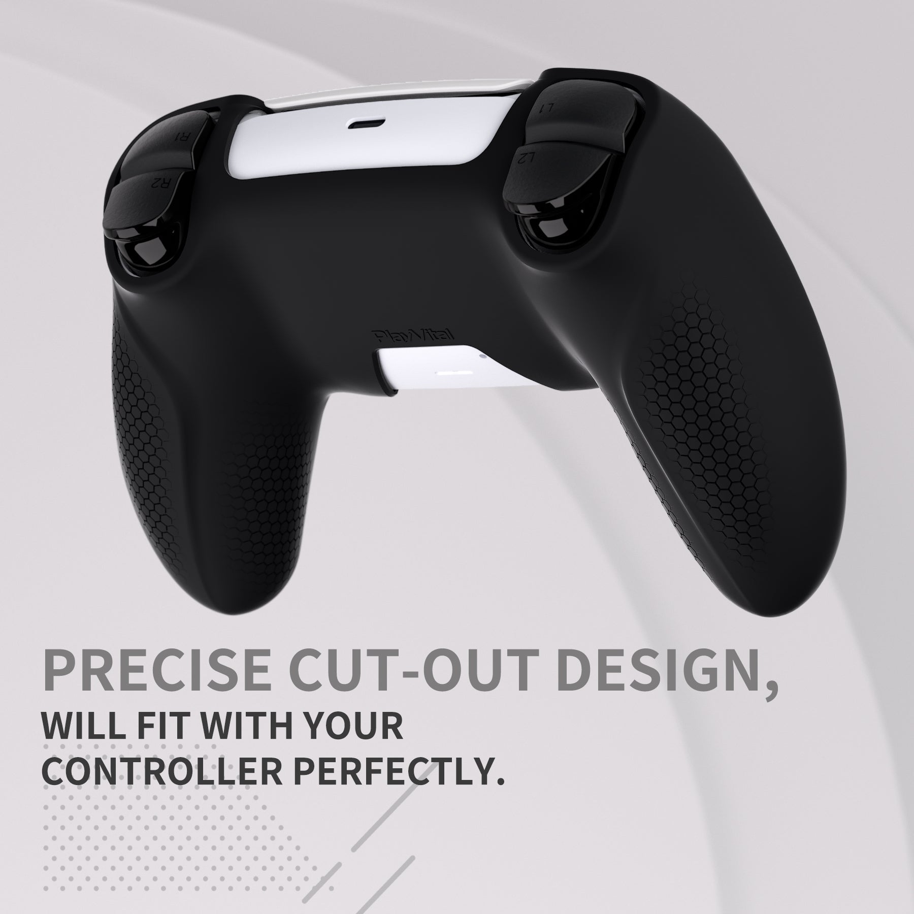 PlayVital Ninja Edition Anti-Slip Silicone Cover Skin with Thumb Grips for PS5 Wireless Controller, Compatible with Charging Station - Black - MQRPFP001 PlayVital