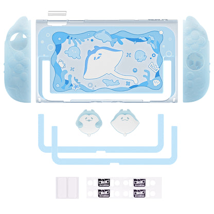 PlayVital オーシャンウィスパーシリーズ Nintendo Switch 2 用 保護ケース 耐衝撃・ドック対応ハードシェルケース ＋ シリコングリップ（サムスティックキャップ＆ステッカー付き）【ミントブルー】