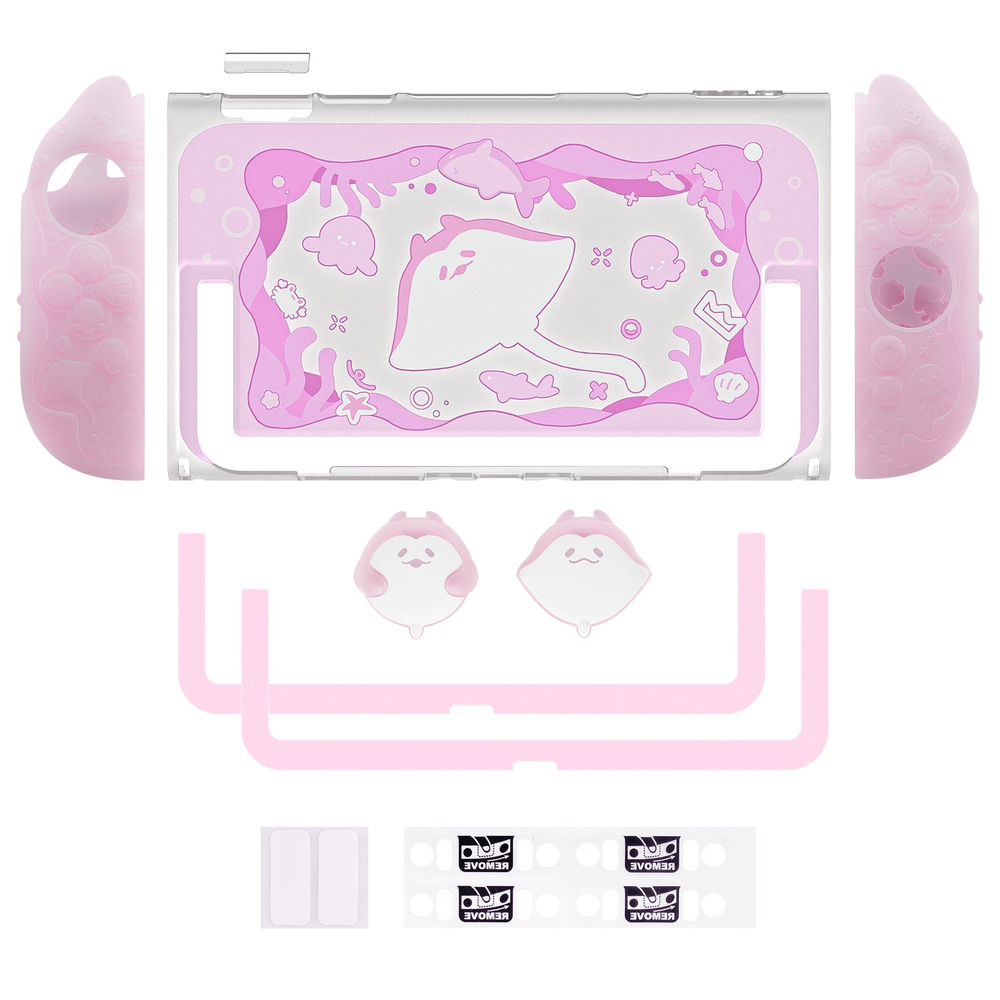 PlayVital オーシャンウィスパーシリーズ Nintendo Switch 2 用 保護ケース 耐衝撃・ドック対応ハードシェルケース ＋ シリコングリップ（サムスティックキャップ＆ステッカー付き）【ピーチピンク】