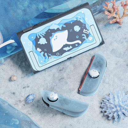 PlayVital オーシャンウィスパーシリーズ Nintendo Switch 2 用 保護ケース 耐衝撃・ドック対応ハードシェルケース ＋ シリコングリップ（サムスティックキャップ＆ステッカー付き）【ミントブルー】