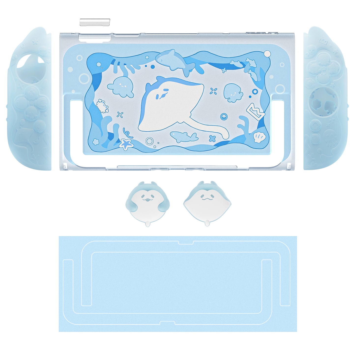 PlayVital オーシャンウィスパーシリーズ Nintendo Switch 2 用 保護ケース 耐衝撃・ドック対応ハードシェルケース ＋ シリコングリップ（サムスティックキャップ＆ステッカー付き）【ミントブルー】