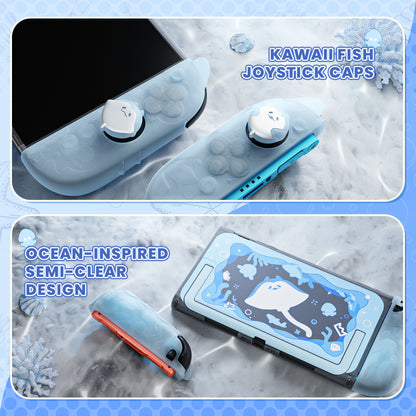 PlayVital オーシャンウィスパーシリーズ Nintendo Switch 2 用 保護ケース 耐衝撃・ドック対応ハードシェルケース ＋ シリコングリップ（サムスティックキャップ＆ステッカー付き）【ミントブルー】