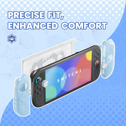 PlayVital オーシャンウィスパーシリーズ Nintendo Switch 2 用 保護ケース 耐衝撃・ドック対応ハードシェルケース ＋ シリコングリップ（サムスティックキャップ＆ステッカー付き）【ミントブルー】