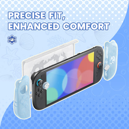 PlayVital オーシャンウィスパーシリーズ Nintendo Switch 2 用 保護ケース 耐衝撃・ドック対応ハードシェルケース ＋ シリコングリップ（サムスティックキャップ＆ステッカー付き）【ミントブルー】