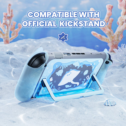 PlayVital オーシャンウィスパーシリーズ Nintendo Switch 2 用 保護ケース 耐衝撃・ドック対応ハードシェルケース ＋ シリコングリップ（サムスティックキャップ＆ステッカー付き）【ミントブルー】