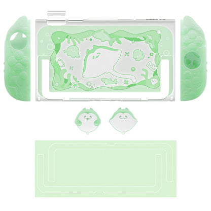 PlayVital オーシャンウィスパーシリーズ Nintendo Switch 2 用 保護ケース 耐衝撃・ドック対応ハードシェルケース ＋ シリコングリップ（サムスティックキャップ＆ステッカー付き）【パステルグリーン】