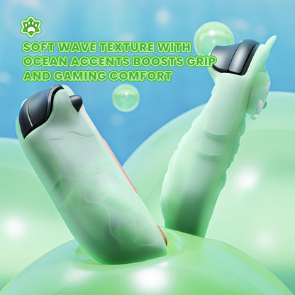 PlayVital オーシャンウィスパーシリーズ Nintendo Switch 2 用 保護ケース 耐衝撃・ドック対応ハードシェルケース ＋ シリコングリップ（サムスティックキャップ＆ステッカー付き）【パステルグリーン】