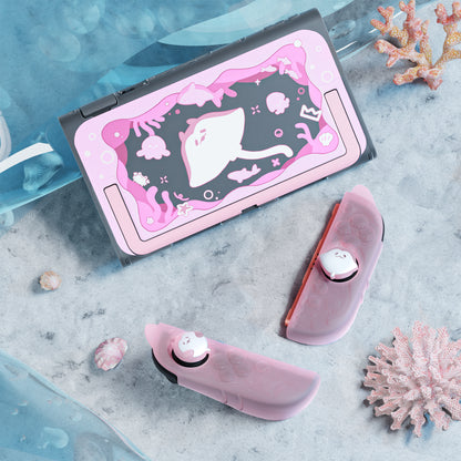 PlayVital オーシャンウィスパーシリーズ Nintendo Switch 2 用 保護ケース 耐衝撃・ドック対応ハードシェルケース ＋ シリコングリップ（サムスティックキャップ＆ステッカー付き）【ピーチピンク】