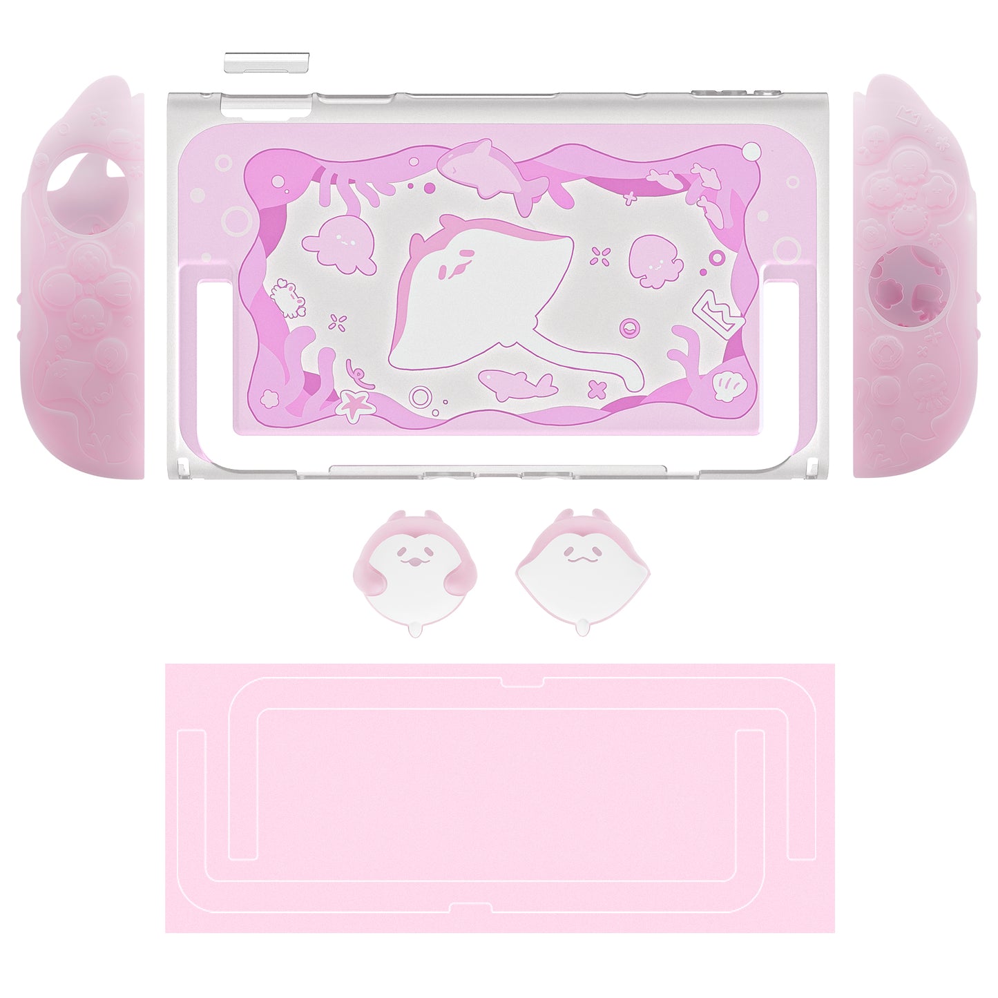 PlayVital オーシャンウィスパーシリーズ Nintendo Switch 2 用 保護ケース 耐衝撃・ドック対応ハードシェルケース ＋ シリコングリップ（サムスティックキャップ＆ステッカー付き）【ピーチピンク】