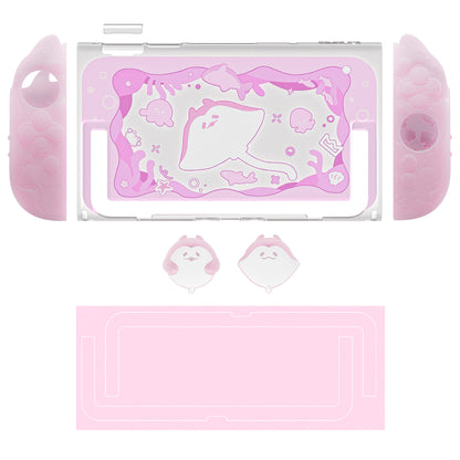 PlayVital オーシャンウィスパーシリーズ Nintendo Switch 2 用 保護ケース 耐衝撃・ドック対応ハードシェルケース ＋ シリコングリップ（サムスティックキャップ＆ステッカー付き）【ピーチピンク】