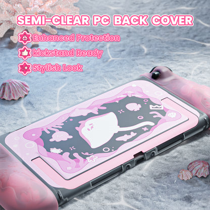 PlayVital オーシャンウィスパーシリーズ Nintendo Switch 2 用 保護ケース 耐衝撃・ドック対応ハードシェルケース ＋ シリコングリップ（サムスティックキャップ＆ステッカー付き）【ピーチピンク】