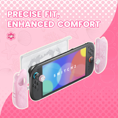 PlayVital オーシャンウィスパーシリーズ Nintendo Switch 2 用 保護ケース 耐衝撃・ドック対応ハードシェルケース ＋ シリコングリップ（サムスティックキャップ＆ステッカー付き）【ピーチピンク】