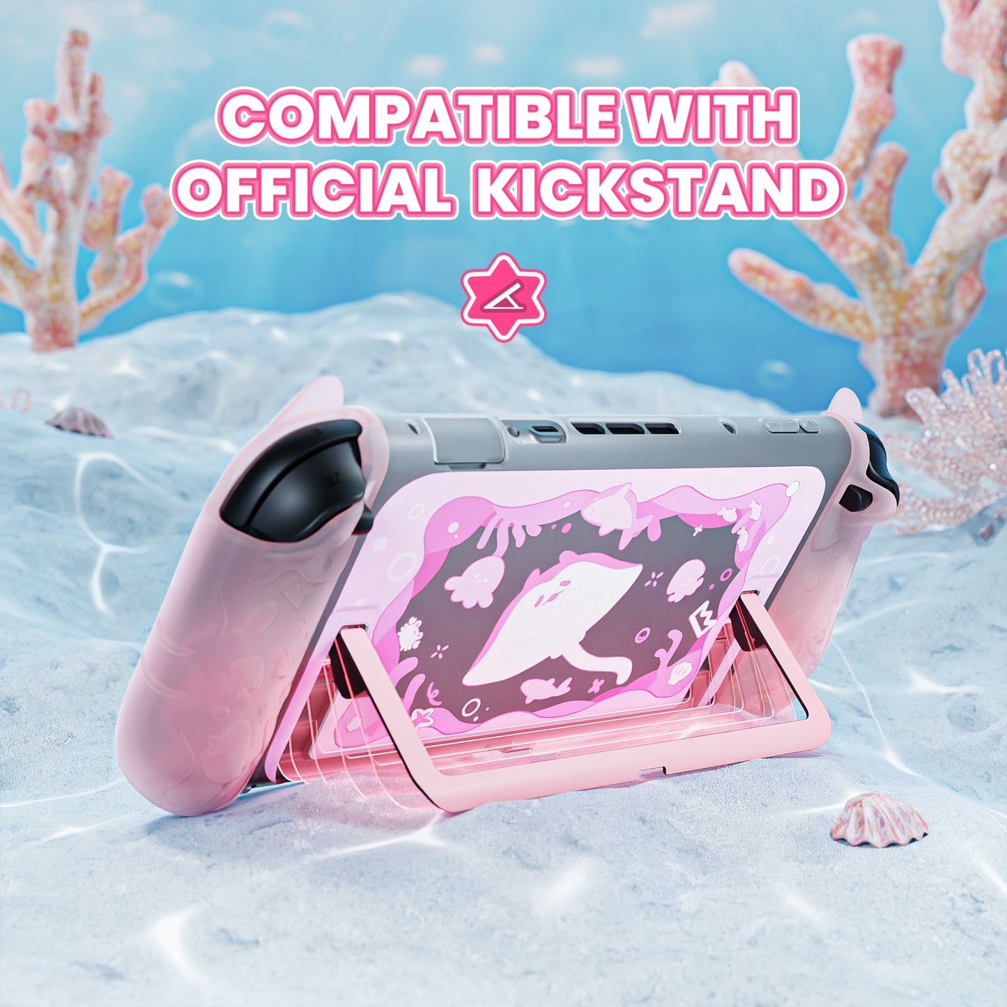 PlayVital オーシャンウィスパーシリーズ Nintendo Switch 2 用 保護ケース 耐衝撃・ドック対応ハードシェルケース ＋ シリコングリップ（サムスティックキャップ＆ステッカー付き）【ピーチピンク】