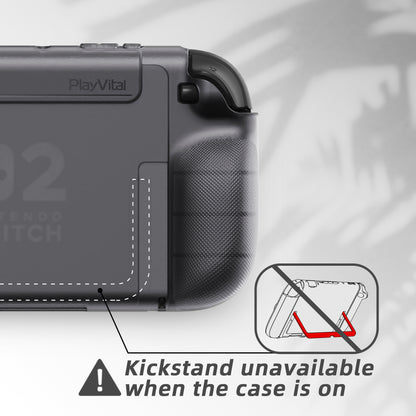 PlayVital PURE Nintendo Switch 2（2025）対応 TPU保護ケース ドック対応 耐衝撃 人間工学設計 グリップ付き 滑り止め 親指グリップキャップ付き【クリアブラック】