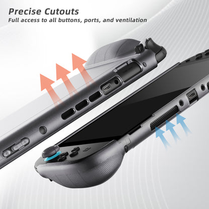PlayVital PURE Nintendo Switch 2（2025）対応 TPU保護ケース ドック対応 耐衝撃 人間工学設計 グリップ付き 滑り止め 親指グリップキャップ付き【クリアブラック】