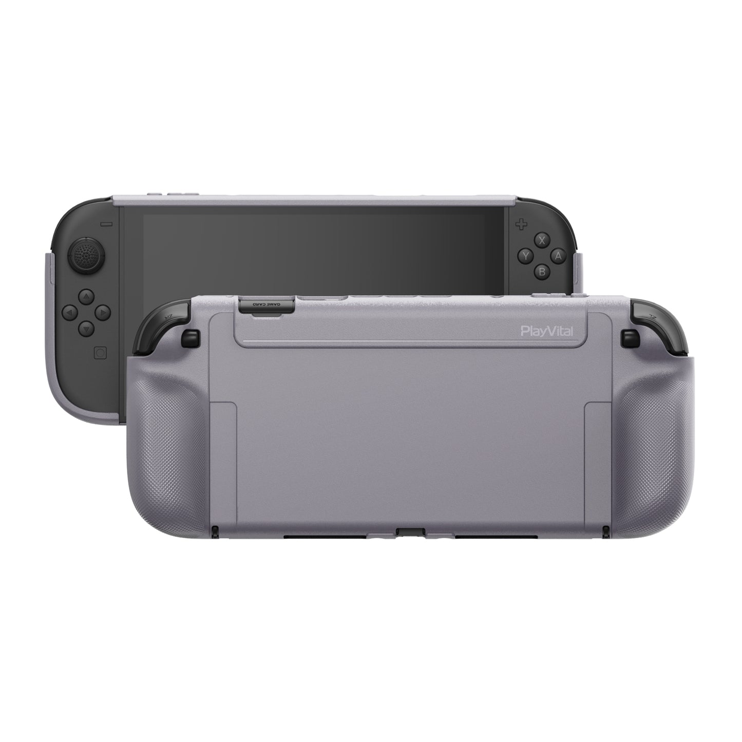 PlayVital PURE Nintendo Switch 2（2025）対応 TPU保護ケース ドック対応 耐衝撃 人間工学設計 グリップ付き 滑り止め 親指グリップキャップ付き【グレー】