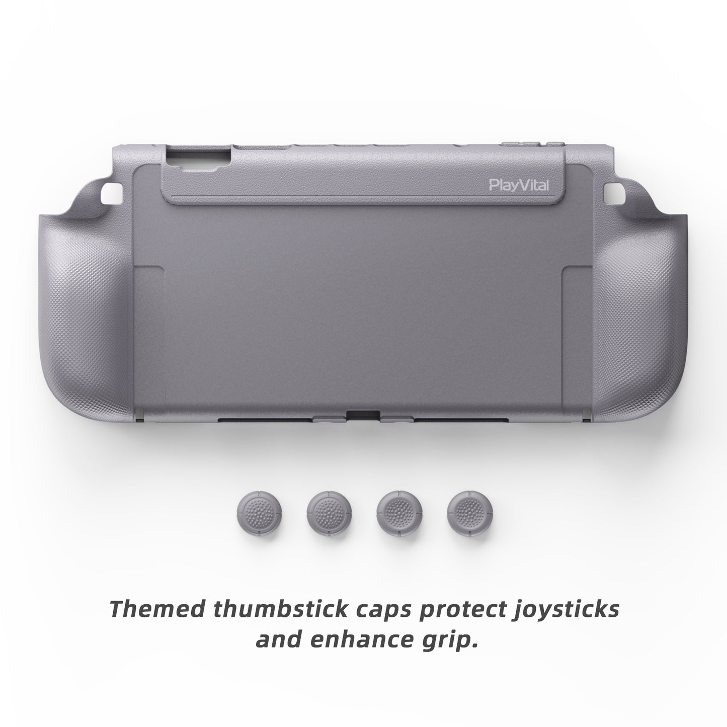 PlayVital PURE Nintendo Switch 2（2025）対応 TPU保護ケース ドック対応 耐衝撃 人間工学設計 グリップ付き 滑り止め 親指グリップキャップ付き【グレー】