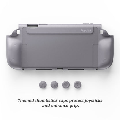 PlayVital PURE Nintendo Switch 2（2025）対応 TPU保護ケース ドック対応 耐衝撃 人間工学設計 グリップ付き 滑り止め 親指グリップキャップ付き【グレー】